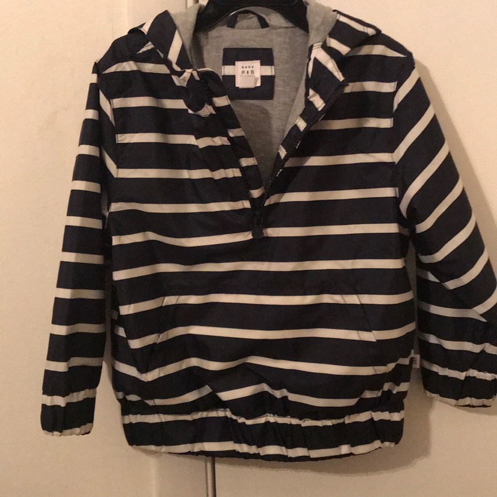 3/4 zip nylon lines pullover Navy/White